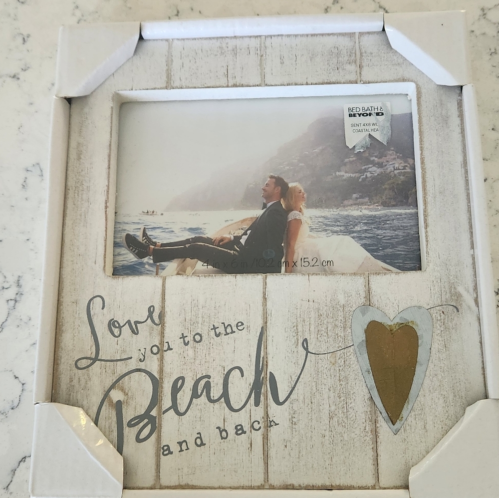 Home Decor Love You To The Beach And Back Picture Frame Engagment Wedding White